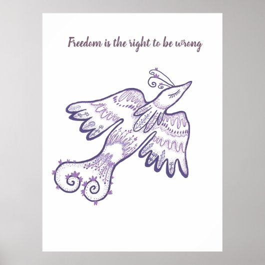 motivatie lijnkunstvogel poster (Voorkant)