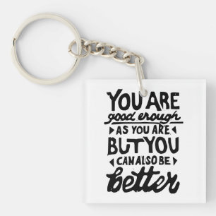 Motivatie Lino-citaatafdruk Sleutelhanger