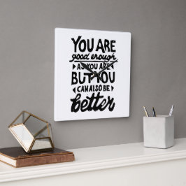 Motivatie Lino-citaatafdruk Vierkante Klok
