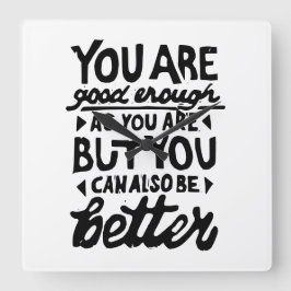 Motivatie Lino-citaatafdruk Vierkante Klok