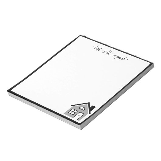 Motivatie "list sell repeat" Real Estate Agent Notitieblok (Linkerzijde)