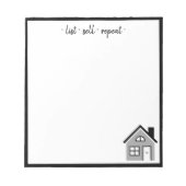 Motivatie "list sell repeat" Real Estate Agent Notitieblok (Voorkant)