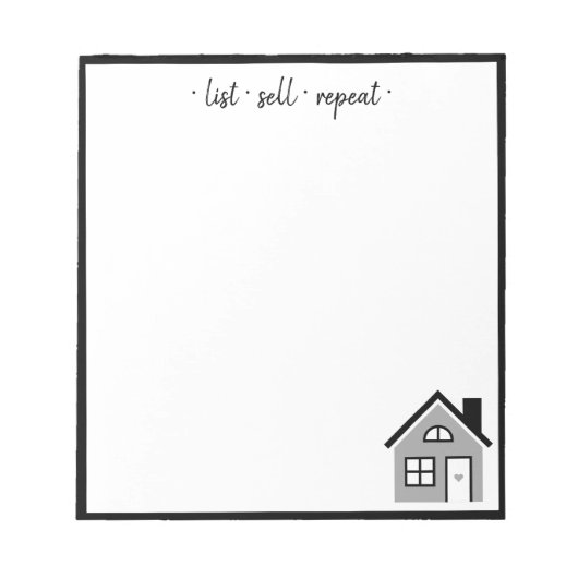 Motivatie "list sell repeat" Real Estate Agent Notitieblok (Voorkant)
