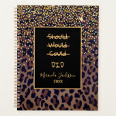 Motivatie luipaard motief bruin zwart 2025 planner (Voorkant)