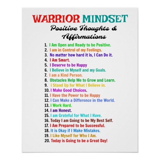 MOTIVATIE MINDSET AFFIRMATIES POSTER (Voorkant)