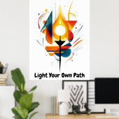 Motivatie minimalistische Abstracte fakkelkunst Poster (Thuiskantoor)