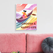 Motivatie muurkunst - Kies een gelukkig leven Canvas Afdruk (Insitu (Woonkamer))
