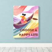 Motivatie muurkunst - Kies een gelukkig leven Canvas Afdruk (Insitu (Houten vloer))