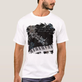 Motivatie muziek en danskunst met pianotoetsen t-shirt
