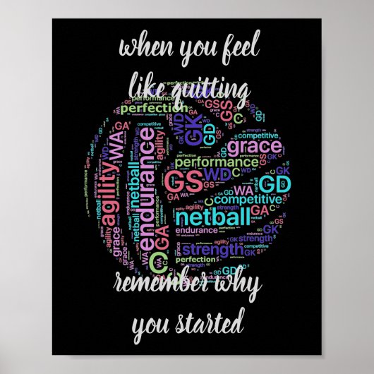Motivatie Netball Quote Poster (Voorkant)