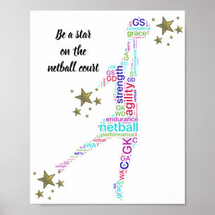Motivatie Netball Star-prijsopgave Poster