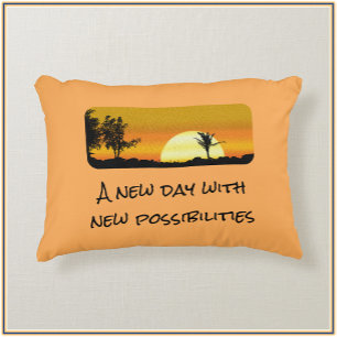 Motivatie New Day Sunrise Accent Kussen