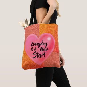 Motivatie nieuwe Happy Heart Love Glitter Tote Bag