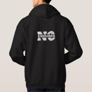 Motivatie 'No Excuses' Black Hoodie voor Heren