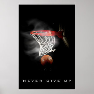 Motivatie nooit basketbal opgeven poster