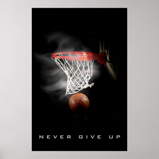 Motivatie nooit basketbal opgeven poster (Voorkant)