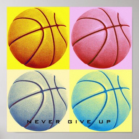 Motivatie nooit Basketball Pop Art opgeven Poster (Voorkant)