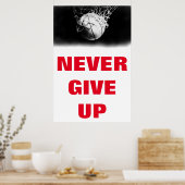 Motivatie nooit opgeven basketbal retro stijl poster (Keuken)