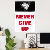 Motivatie nooit opgeven basketbal retro stijl poster (Thuiskantoor)