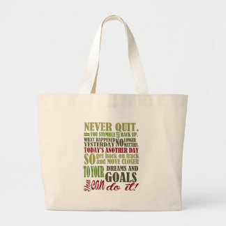 Motivatie: Nooit stoppen Grote Tote Bag