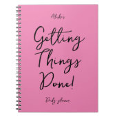 Motivatie offerte aangepaste naam roze dagelijkse  notitieboek (Voorkant)