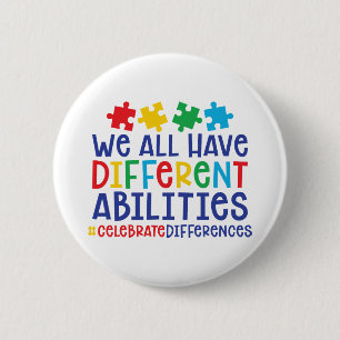 Motivatie offerte voor autisme Verschillen viere Ronde Button 5,7 Cm