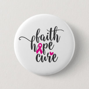 Motivatie offerte voor borstkanker   Faith Hope Cu Ronde Button 5,7 Cm