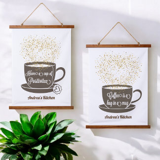 Motivatie offerte voor theekkoffie hangend wandkleed