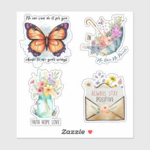 Motivatie offertes en bloemen sticker