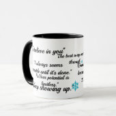 Motivatie om in je te geloven mok (Voorkant links)