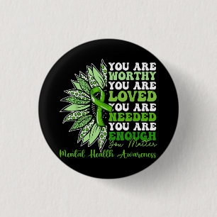Motivatie ondersteuning Warrior Mental Health Awar Ronde Button 3,2 Cm