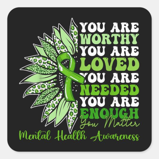 Motivatie ondersteuning Warrior Mental Health Awar Vierkante Sticker (Voorkant)