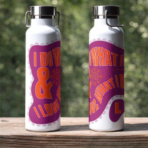 Motivatie Paarse Oranje Retro Ster Stijl  Waterfles
