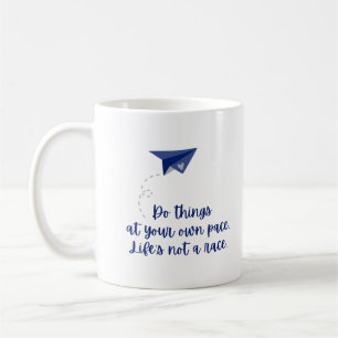 Motivatie Papier Vliegtuig Quote op Zwart Koffiemok