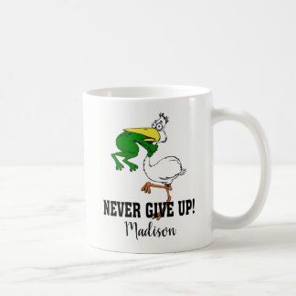 Motivatie Pelican en kikker nooit opgeven Koffiemok