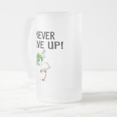 Motivatie Pelican en kikker nooit opgeven Matglas Bierpul (Voorkant links)