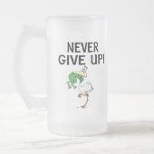 Motivatie Pelican en kikker nooit opgeven Matglas Bierpul (Links)