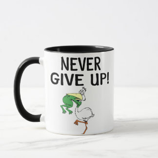 Motivatie Pelican en kikker nooit opgeven Mok