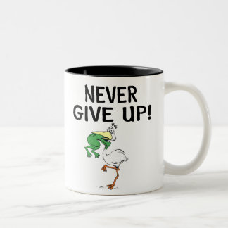 Motivatie Pelican en kikker nooit opgeven Tweekleurige Koffiemok