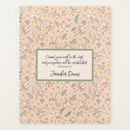 Motivatie perzik katoen Plant en groene bladeren Planner (Voorkant)