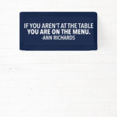 Motivatie politiek citaat van Ann Richards Blue Spandoek (Insitu)