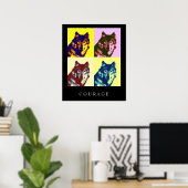 Motivatie Pop Art Courage Wolf Poster Print (Thuiskantoor)