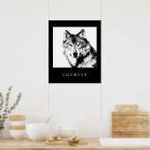Motivatie Pop Art Courage Wolf Poster Print (Keuken)