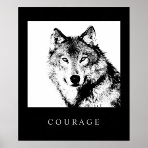Motivatie Pop Art Courage Wolf Poster Print