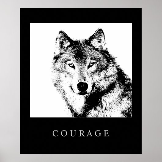 Motivatie Pop Art Courage Wolf Poster Print (Voorkant)