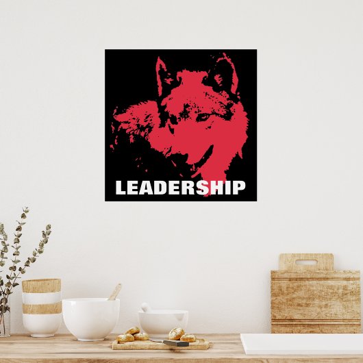 Motivatie Pop Kunstleiders Wolf Black Red Poster (Keuken)