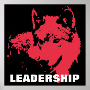 Motivatie Pop Kunstleiders Wolf Black Red Poster