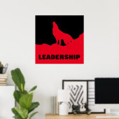 Motivatie Pop Kunstleiders Wolf Black Red Poster (Thuiskantoor)