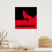 Motivatie Pop Kunstleiders Wolf Black Red Poster (Keuken)