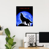 Motivatie Poster Howling Wolf & Blue Moon (Thuiskantoor)